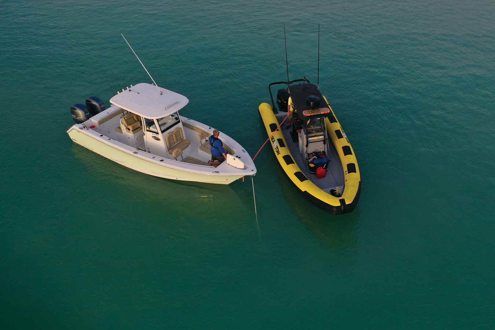 From above two boats